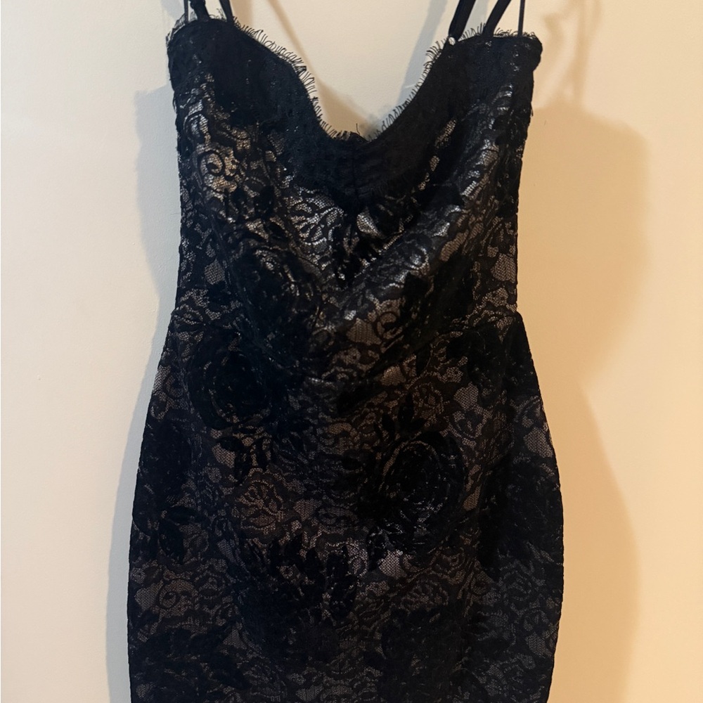 Lipsy Black Dress with Lace Detail
